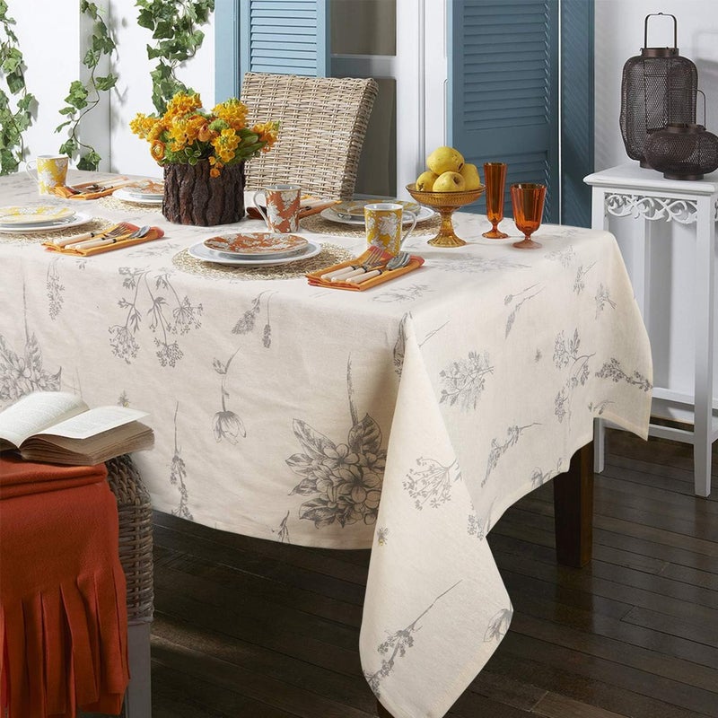 ColorBird Fern Print Cotton Linen Tablecloth Rustic Garden Natural Botanical Decorative Table Cover for Kitchen Dining Spring Summer Picnic Indoor Outdoor Use (Rectangle/Oblong, 55 x 70 Inch, Linen) - Image 2